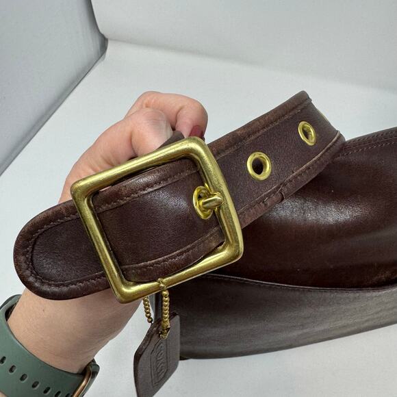 Vintage Coach Legacy Leather Crescent Flap Bag Purse Dark Brown 9718 Saddlebag - Picture 8 of 14